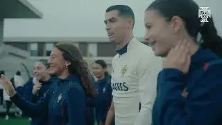 Portugal&rsquo;s Women&rsquo;s U16 team meet the senior men&rsquo;s team ❤️#portugal #women #viral #viralvideo 