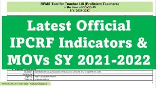 ОБНОВЛЕНИЕ: Официальные индикаторы IPCRF и MOV на учебный год 2021-2022