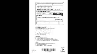 Pearson EDEXCEL GCSE Turkish Paper 3 FoundATIon Tier 2025