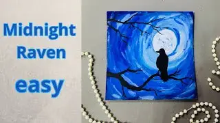 Mystical Raven Painting &ndash; Spooky & Simple Acrylic Art | Relaxing Dark Art Tutorial 🌑