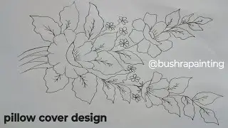 flower drawing for pillow cover. fabric painting on clothes. takiya design
