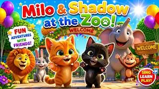 🎵 Milo and Shadow Discover Zoo Animals | Fun Learning Song 🎶🎸🎺⭐