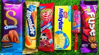 Satisfying Video Asmr Unboxing GIANT Sweets Chocolate and Rainbow Lollipops with Candy Cutting Asmr.
