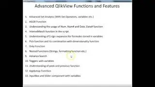 QlikView Tutorials | List of QlikView Advaced Functions and Features