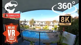 VR 360&deg; 8K GETAWAYS // COZY MORING BALCONY WITH POOL VIEW