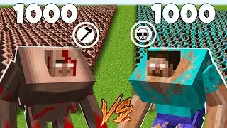 MINECRAFT 1000 HEROBRINE MUTANT ARMY VS 1000 VILLAGER MUTANT ARMY BATTLE