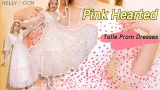 Hellymoon Women White Red Dot Plus Size Prom Dress A Line Deep V Neck Formal Dress with Half Sleeves