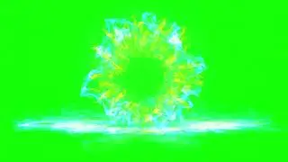 Fond vert - Particules de feu et d'eau