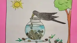 How to draw Thirsty Crow / Draw Story Thirsty Crow / Thirsty Crow story / प्यासा कौवा कहानी चित्रण