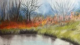 Relaxing Watercolor Painting: Peaceful Lake Reflections 🎨