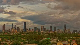 Time lapse of clouds brewing over Brisbane city.