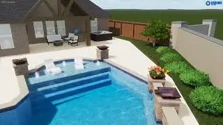Oasis Pool with slide, fire and water bowls