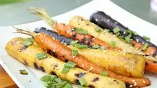 Grilled Carrots with Honey Sesame Ginger Glaze!
