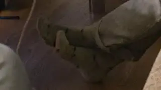 Candid 25y Women Feet In Cute Dirty Blue Socks