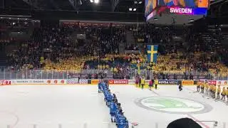 Swedish Fans Singing National Anthem at IIHF WC2019 in Bratislava; SWE 8:0 ITA