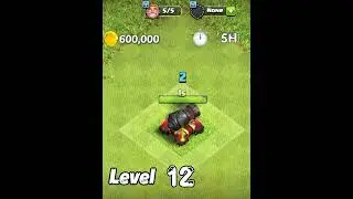 Clash Of Clans || Cannon Level 1-Max || Upgrade Details,Time And Cost || #clashofclans #coc #shorts