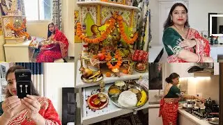 Navratri 🙏🌺 का पहला Vrat Aur Pooja | New Items for Mandir Decor | New Saree & Gold jewellery