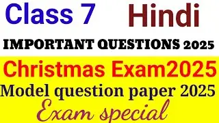 Class 7 Hindi Christmas Exam Model Question paper 2025|Class 7 Hindi second term question paper 2025
