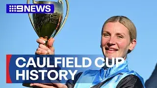 Jockey Jamie Melham has created Caulfield Cup history | 9 News Australia