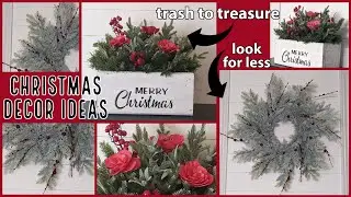 🎄STUNNING FARMHOUSE CHRISTMAS DECOR~Dollar Store Wreath Makeover~Trash to Treasure Christmas Box