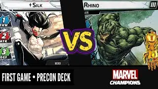 SILK DEBUT vs RHINO (Expert) Marvel Champions Playthrough | Precon Deck