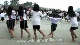 Mizo children squad in circle play their indigenous games