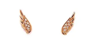 Diamond Angel Wing Earrings 14K Rose Yellow or White Gold