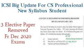 Breaking News ICSI remove  3 papers from CS Professional Dec 2020 exams