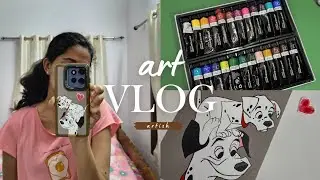 paint with me | disney  '101 dalmatians' mobile cover art 🐾✨ using Brustro gouache paint