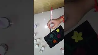 #embroidery #art how to paint flowers with acrylic painting with glitter paints/gouche painting #art