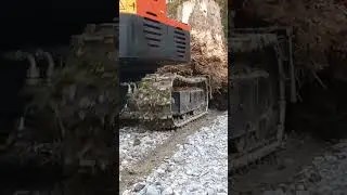 Gardner's GroundHog Mini Excavator Pushing Heavy Stump