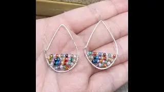 YUMI JEWELRY - Rainbow Gemstone Teardrop Hoop Earrings