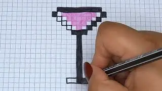 DIY Handmade Drawing Pixel Art | Champagne / Cocktail Glass | Draw with Me