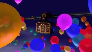 Gondola view of the Ghost Hotel attraction at Gold Saucer. FMV [Disc 1] Final Fantasy VII