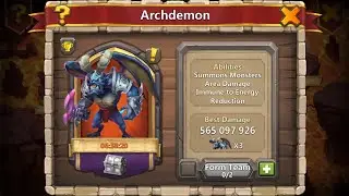 Castle Clash - Archdemon Summons monsters Area damage Immune to energy reduction