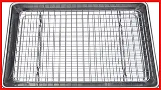 Checkered Chef Baking Sheets for Oven wCooling Rack   9 5 x 13 Inch Aluminum Cookie Sheet Tray