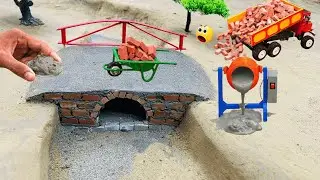 Diy mini tractor using bricks and metal railing bridge construction!science project@sanocreator