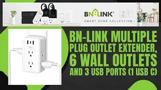 BN-LINK Multiple Plug Outlet Extender, 6 Wall Outlets and 3 USB Ports (1 USB C)