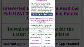GPAT 2025 Admit Card #admitcard #gpat #gpatmcq