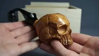 Skull smoking pipe - hand carved from briar wood