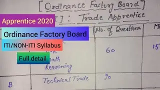 Ordinance factory apprentice form syllabus full detail.