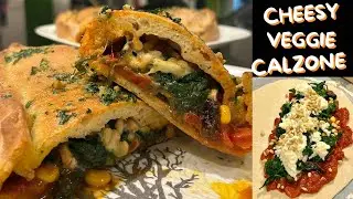 Double Cheese Veggie Calzone Recipe with Garlic Butter Crust !! 