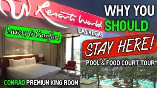 Resorts World 2023 Room Tour! See The Conrad Premium King Bed, Pool & Food Court!