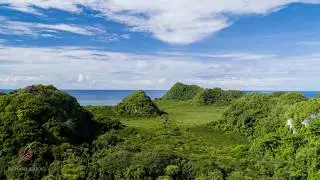 Aerial drone Hyper-lapse over Palau Mangrove forest and limestone hills