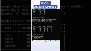 How to update data in MYSQL table||ALTER & UPDATE Command in MYSQL #sql #mysql#shorts#mysqltutorial