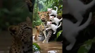 Brave Leopard Family Rescues Kittens in Flood 🌊🐆❤️ | Tiger Cub&rsquo;s Naughty Twist 🐾 #animalfriendship