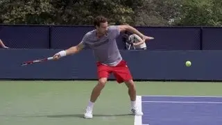 Ernests Gulbis Forehand and Serve In Super Slow Motion - 2013 Cincinnati Open