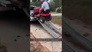 Man Falls From Lawn Mower While Unloading it From Pickup Truck - 1516291