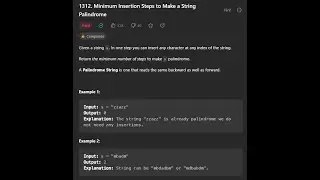 LEETCODE - HARD | Minimum Insertion Steps to Make a String Palindrome |