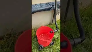 Draining our pool cover with the syphon effect. Genius #homeschool kiddos for the win!